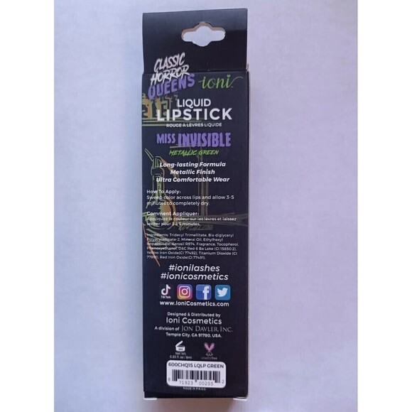 Ioni Liquid Lipstick Classic Horror Queens Miss Invisible Black New In Box - Picture 3 of 4